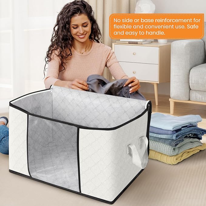 90L Clothes Storage, Foldable Thick Fabric Blanket Storage Bags | Foldable - Image 3