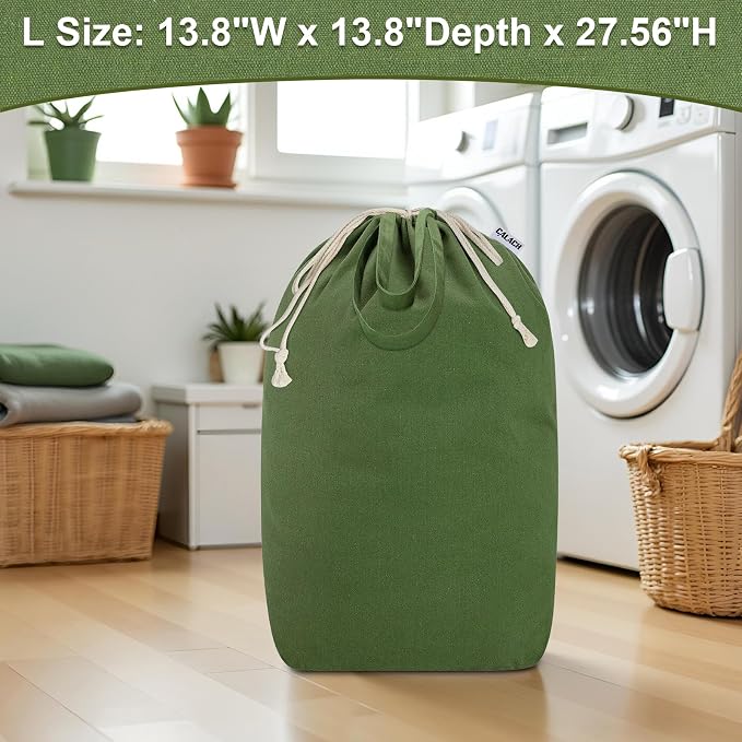 Canvas Laundry Bags with Handles & Square Base 13.8"Wx13.8"Dx27.6"H - Image 7