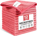 SIFANGKE Microfiber Cleaning Cloth, 12 Pack Pink Cleaning Rags by Unknown
