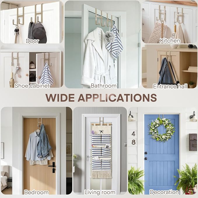 FYY 2 Packs Over The Door Hooks, Double Sided Door Hanger Hook - Image 7