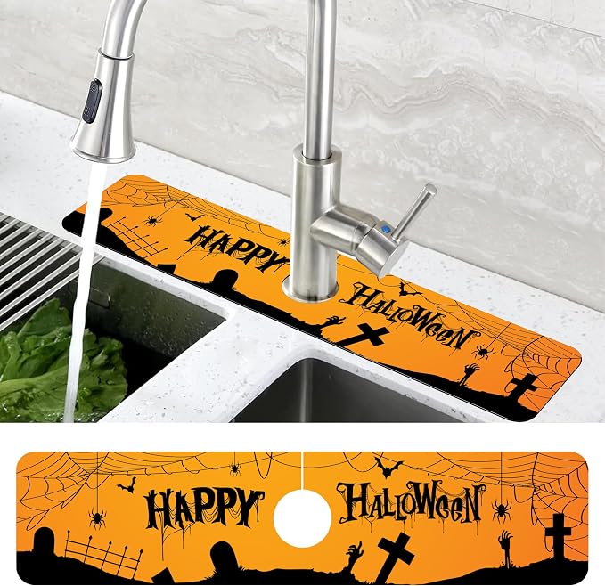 Halloween Bats Spider Webs Dish Drying Mat - Image 4