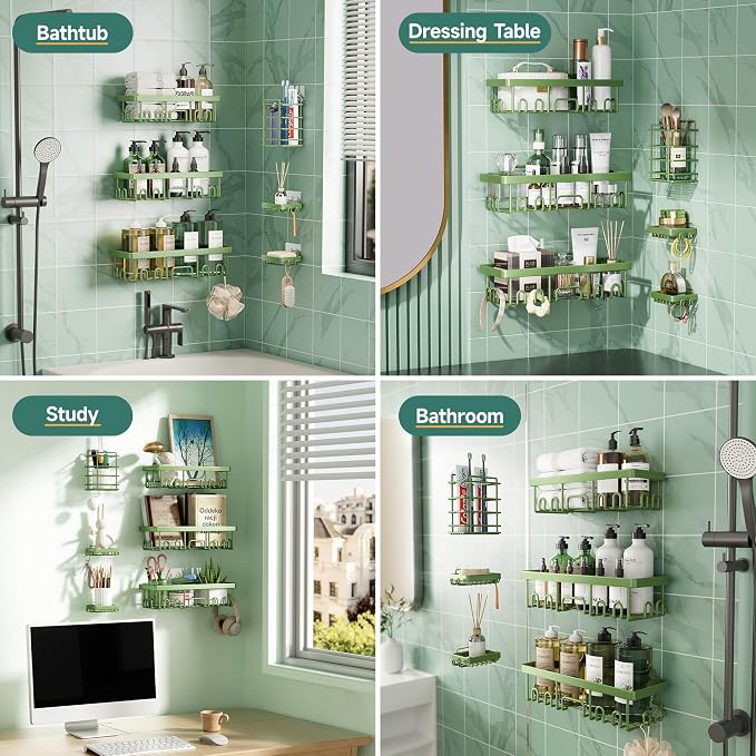 Veken Rustproof & Waterproof Shower Caddy 6-Pack, No Drilling Adhesive Shelves - Image 8