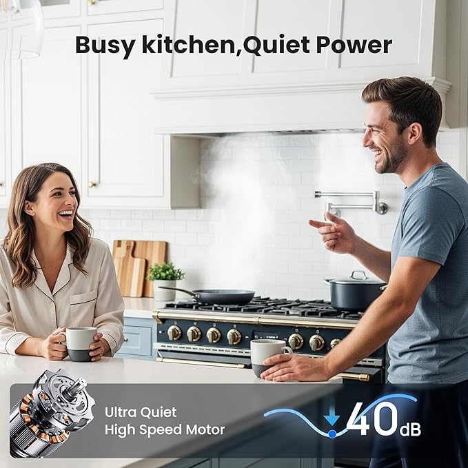 Range Hood Insert 42 Inch,Built-in Kitchen Hood with 980 CFM, Ducted/Ductless Convertible Duct,Stainless Steel Kitchen Vent Hood/Gesture/Touch Control, 3 Pcs Baffle Filters with Handlebar