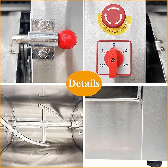 Dough Mixer 110V Commercial Food Mixer Stainless Steel Dough Kneading Machine 90 Degree Tilt Flour Mixing Machine 110lbs Kneading Capacity for Schools Restaurants