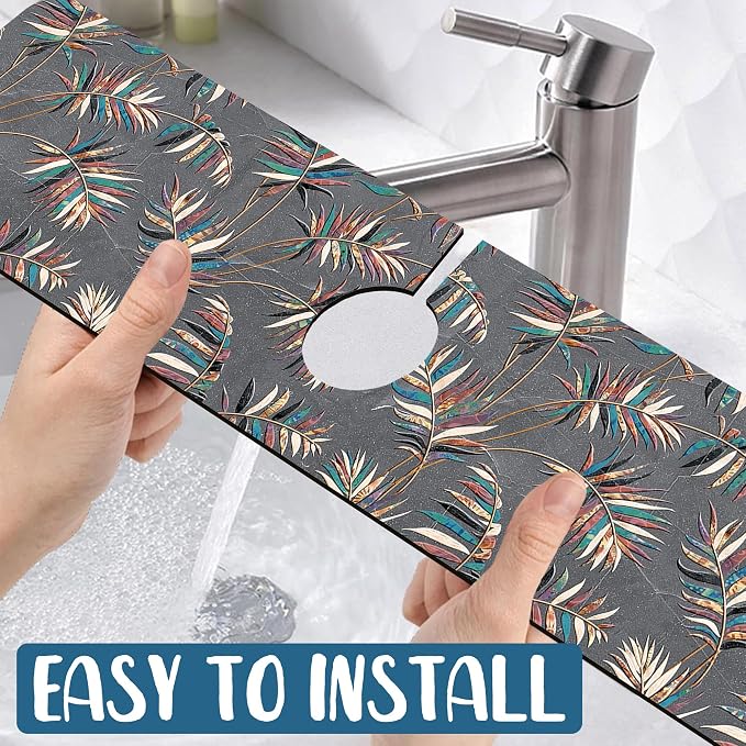 Faucet Mat for Kitchen Sink Absorbent Splash Guard Bathroom 23.5"X5.5" - Image 5