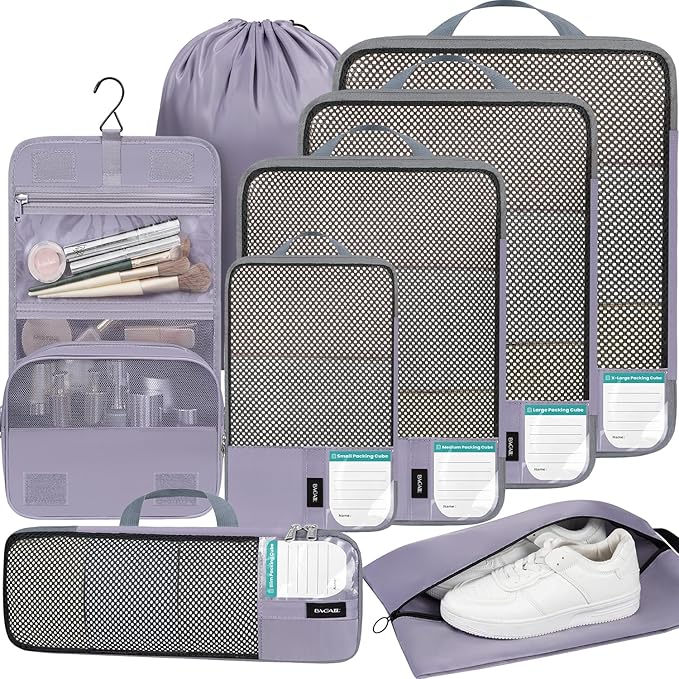 BAGAIL 4 Set/6 Set/8 Set Compression Packing Cubes Travel Accessories by BAGAIL