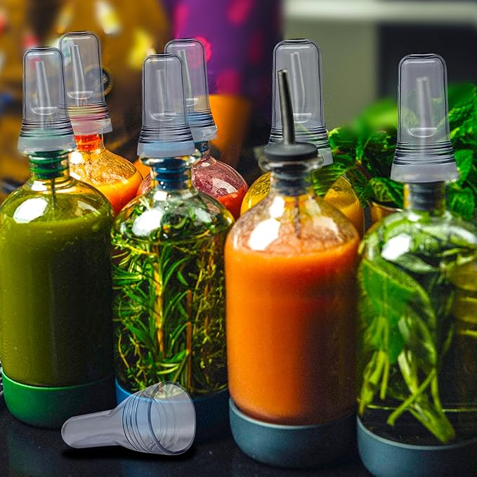 Esatto 24 Pieces Pour Spout Covers - Translucent Liquor Bottle Toppers, Universal Bottle Pour Dispenser, Liquor Bottle Covers Bottle Cover Dust for Home Kitchen Tools Supplies