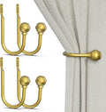 Hion Curtain Holdbacks Gold 4pcs, Curtain Tiebacks Wall Mounted Hooks | Curtain by Hion