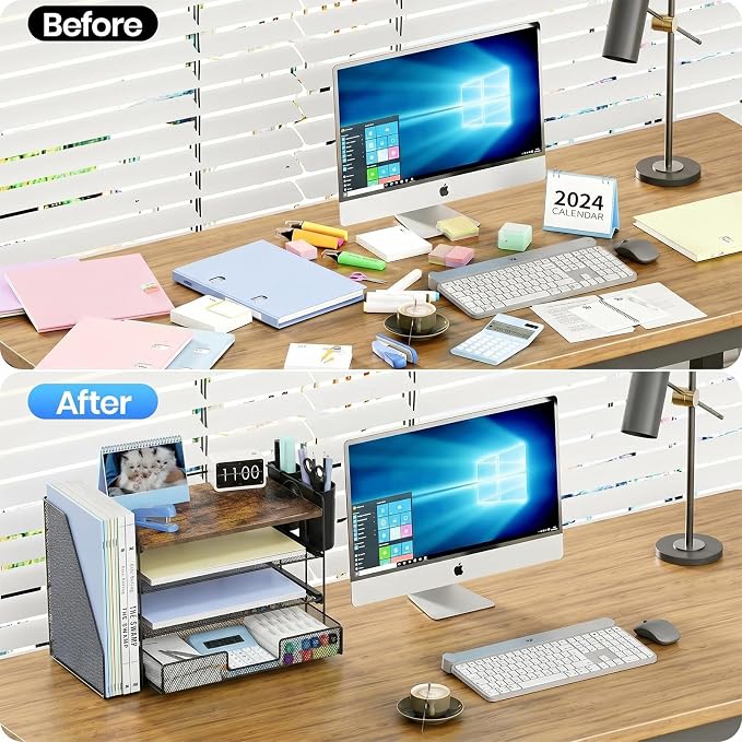 Desk Organizer, 4-Tier Desktop File Organizer - Image 4