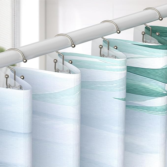Shower Curtain Hooks, Durable Shower Curtain Rings Rust Proof, Double Glide - Image 2