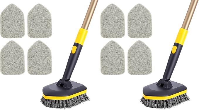 Yocada Tub Tile Scrubber Brush 2 in 1 Cleaning Brush 4*Scouring Pads 58.2" by Yocada