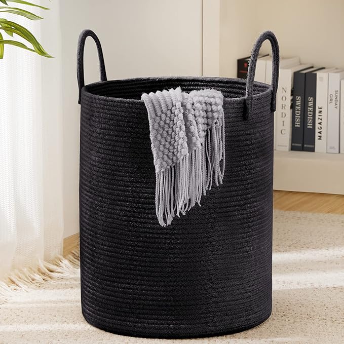 YOUDENOVA Woven Rope Laundry Hamper Basket, 72L Blanket Basket by YOUDENOVA