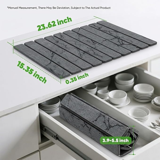 Stone Drying Mat for Kitchen Counter, Quick Diatomaceous Earth Mats for Dishes - Image 2