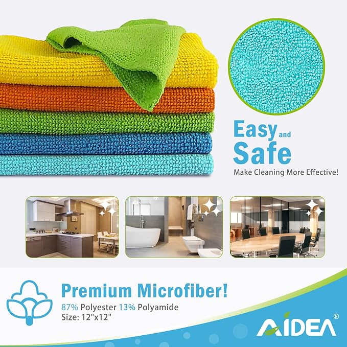 AIDEA Microfiber Cleaning Cloth, Absorbent Shop Rags, Microfiber Towels - Image 6