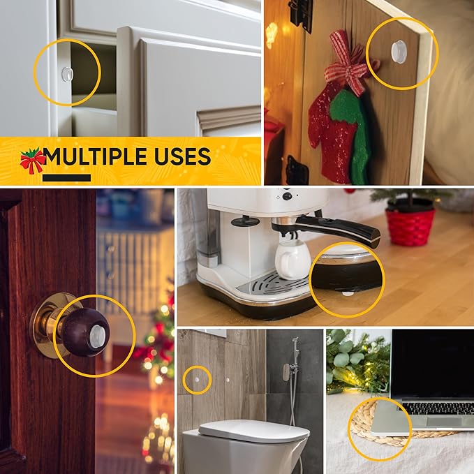 128 Clear Cabinet Door Bumpers - 1/2 Inch Self Adhesive Rubber Stoppers for Drawers, Damp Pads Cupboards, Cutting Boards, Glass Tops, Picture Frames - Vellax