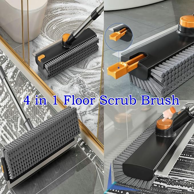 Floor Scrub Brush with Squeegee Long Handle 3 in 1 tub Brush 52'' 2026 Upgraded - Image 4