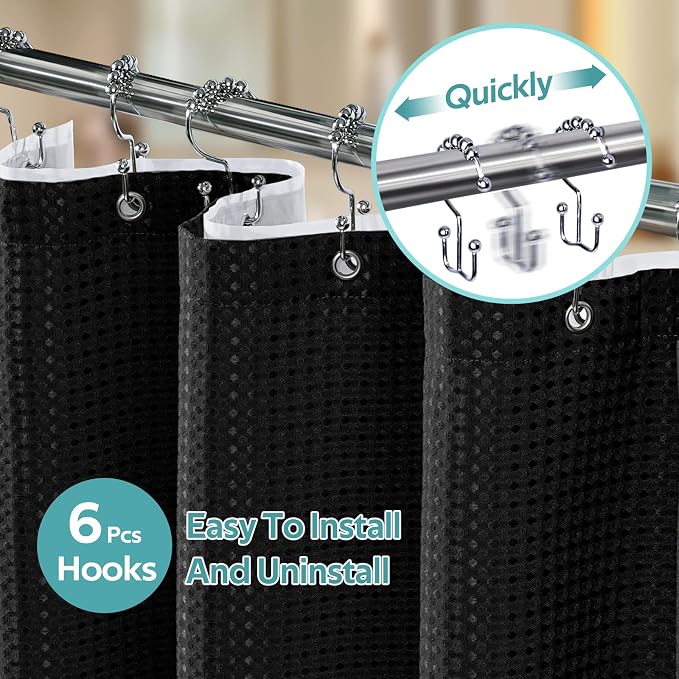 Vipfree 3 in 1 Shower Curtain Set, Waffle Shower Curtain and Liner Set - Image 2