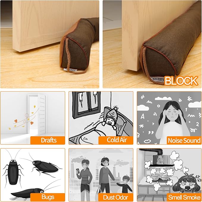 TORRAMI 30" Door Draft Stopper Under Bottom Insulation Noise Air Stopper 2.09LB - Image 5