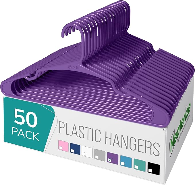NEATERIZE Clothes Hangers Plastic 50 Pack by Neaterize