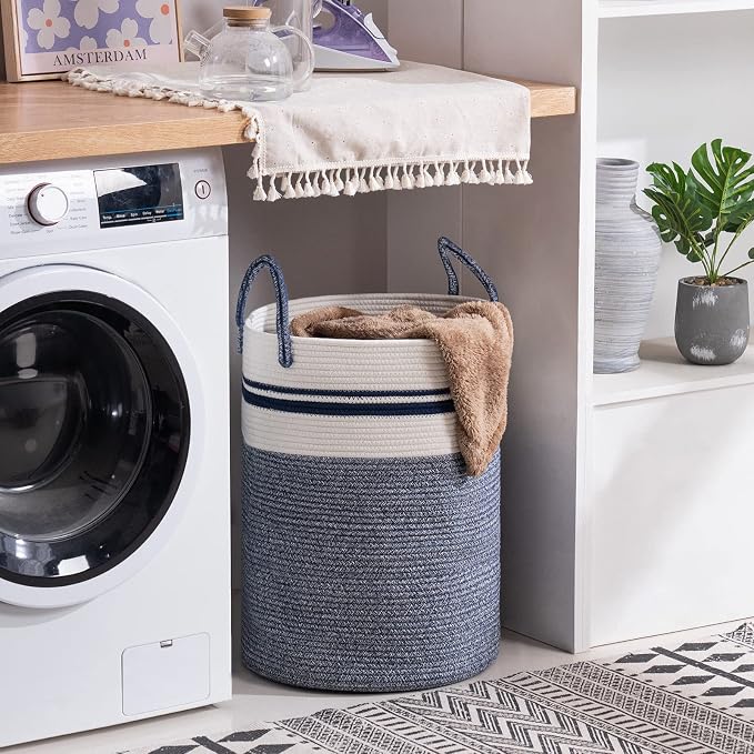 YOUDENOVA Cotton Rope Laundry Hamper Basket, 72L Blanket Basket - Image 5