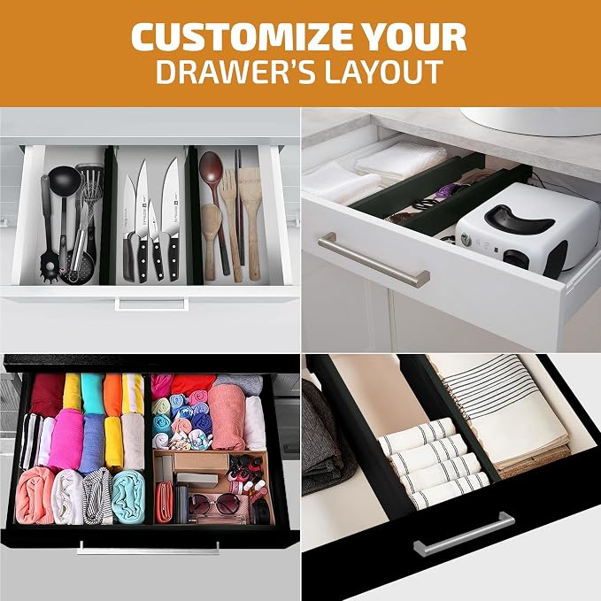4-Pack Drawer Dividers 2.6-Inch High Dresser Organizer 16 to 22 Inch, Spring - Image 6