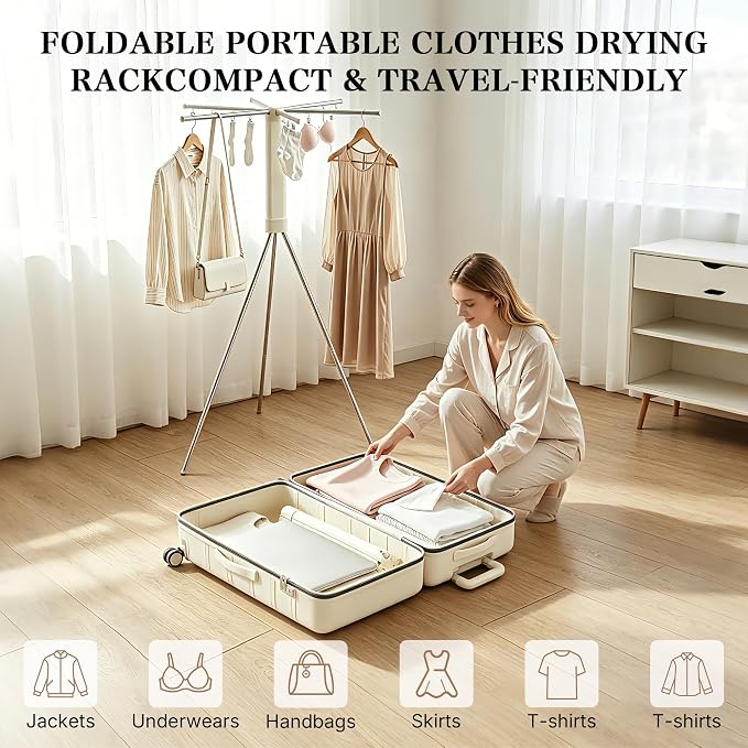 Foldable Clothes Drying Rack, Adjustable Windproof Laundry Drying Rack - Image 2