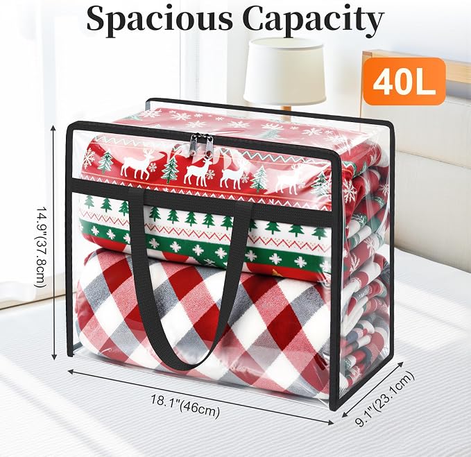 SpaceTrove Clear Storage Bags, foldable waterproof moving bags store comforters - Image 2