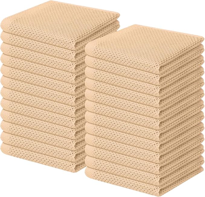 Homaxy 100% Cotton Waffle Weave Kitchen Dish Cloths 24-Pack, Apricot | 12 x 12 by Homaxy
