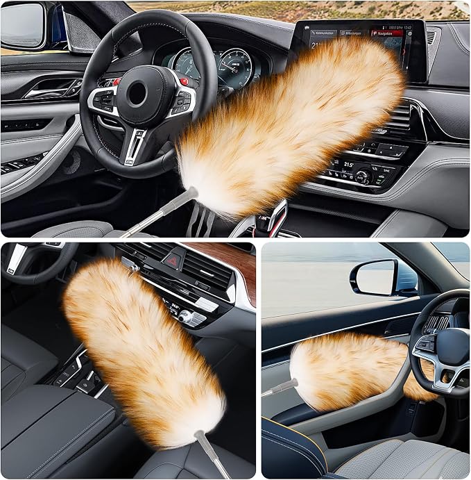 Lambswool Duster with Extendable Handle up to 88.58 in, Natural Feather Dusters - Image 7