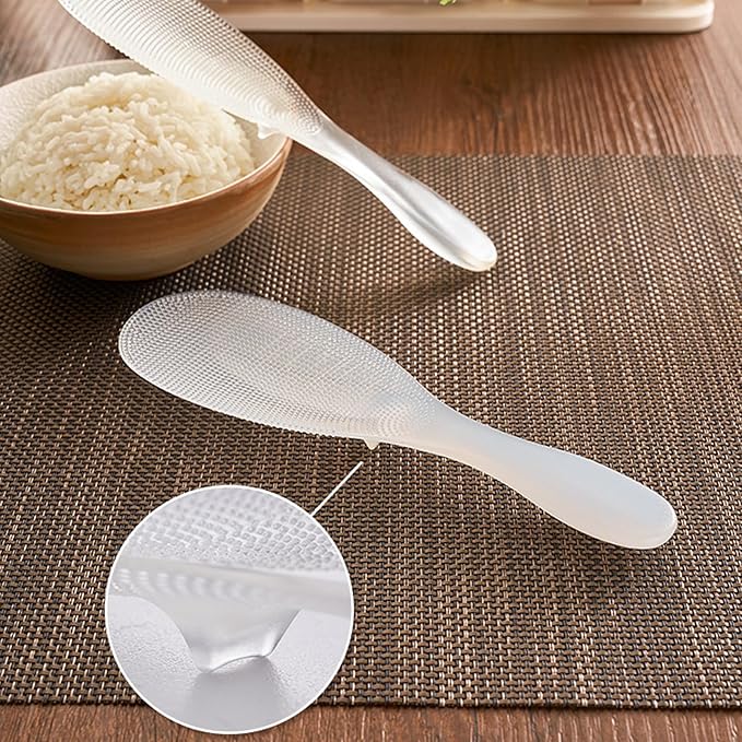 H&Zebrabro 1 Piece Japanese Style Rice Paddle, Food-grade Non Stick Rice Scooper Spoon, Heat Resistant Rice Spoon Paddle for Rice Cooker, Dishwasher Safe (Transparent)