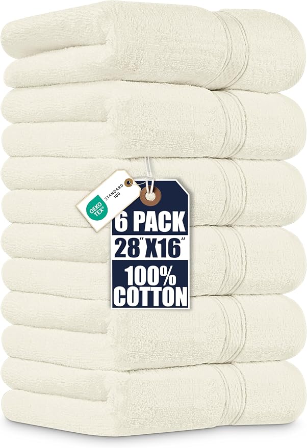 Utopia Towels 6 Pack Premium Hand Towels, 16x28 in, 600 GSM Cotton, Ivory | by Unknown