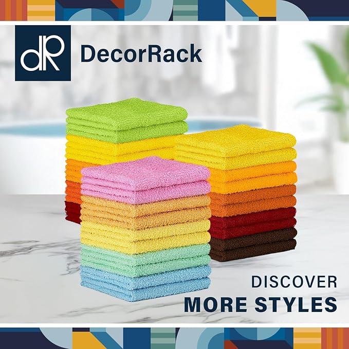 DecorRack 100% Cotton Washcloths 12x12 in - Image 7
