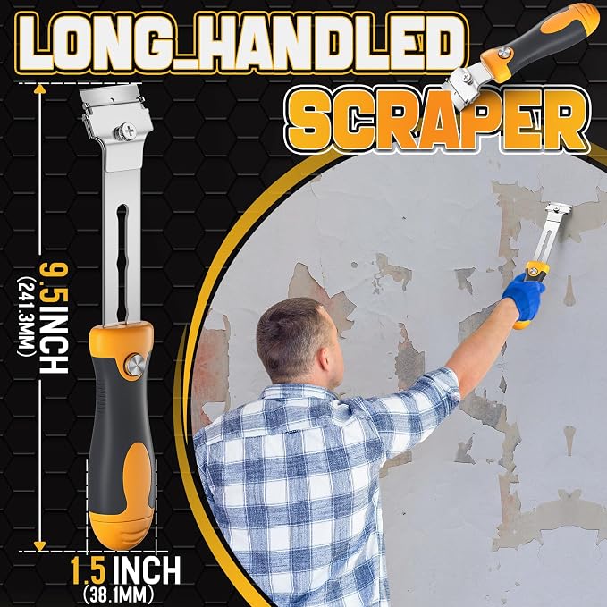 DIYSELF 12 Pack Razor Blade Scraper, Extendable Handle & 10 Extra Blades | - Image 3