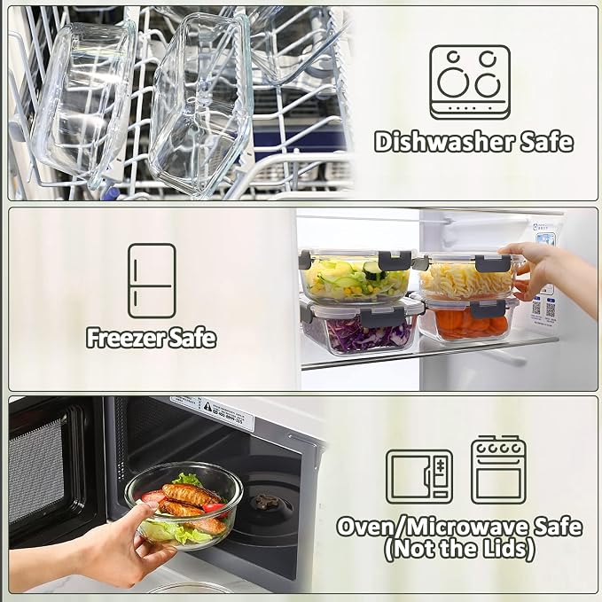 M MCIRCO 30 Piece Extra Large Glass Food Storage Containers - Image 5