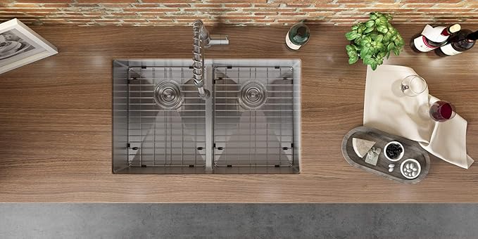 Ruvati 30-inch Low-Divide Undermount Tight Radius 50/50 Double Bowl 16 Gauge Stainless Steel Kitchen Sink - RVH7355