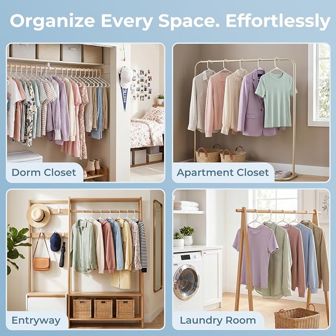 HOUSE DAY White Plastic Hangers 10 Pack, Slim Space-Saving Clothes Hangers | - Image 8
