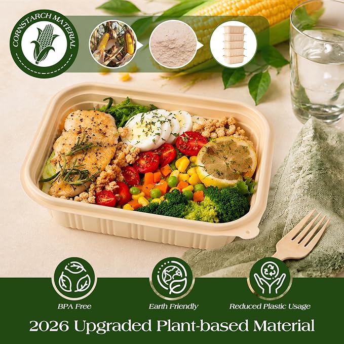 50 Pack Food Containers with Lids, 22oz Meal Prep Containers Reusable - Image 3