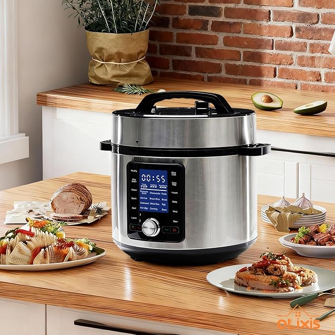 OLIXIS Electric Pressure Cooker 8.45Quart, 24 Functions in 1, Stainless Steel Pressure Cooker for Canning, Slowcook, Yogurt, Steam, Rice Grain, Soup, Bean, Poultry, Beef, Bake, Stew, Porridge