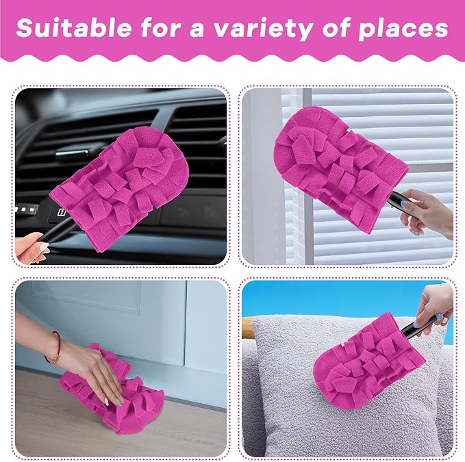 Zubebe 6 Pcs Reusable Duster Refills Fleece, Peach Red | Soft Polyester Fiber - Image 5