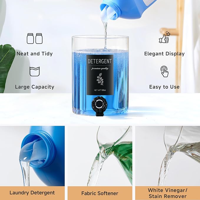 1 Glass Laundry Detergent Dispenser - 120 Oz Liquid Detergent - Image 4