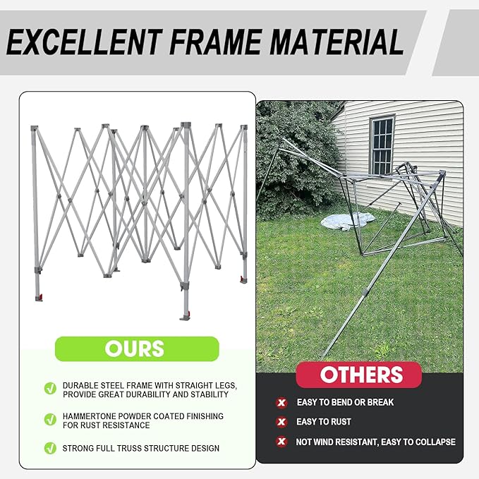 Eurmax USA Standard 10x10ft Patio Pop Up Canopy Tent for Outdoor Events Commercial Instant Canopies with Heavy Duty Roller Bag,Bonus 4 Canopy Sand Bags (Red)