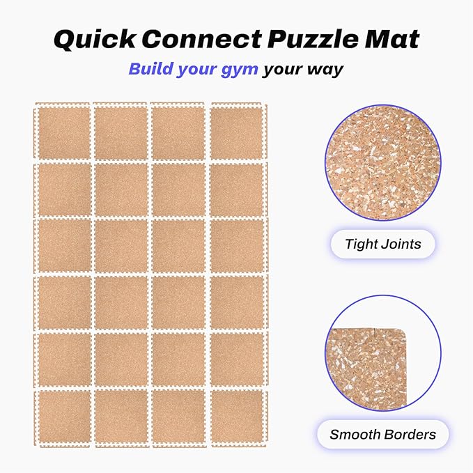 AIRHOP 0.56in Thick 96 Sq Ft Exercise Equipment Mats, 24 Tiles Upgraded Rubber Top with High Density EVA Foam, Large Interlocking Puzzle Gym Flooring for Home Gym, Heavy Weight Workout, 24 x 24in