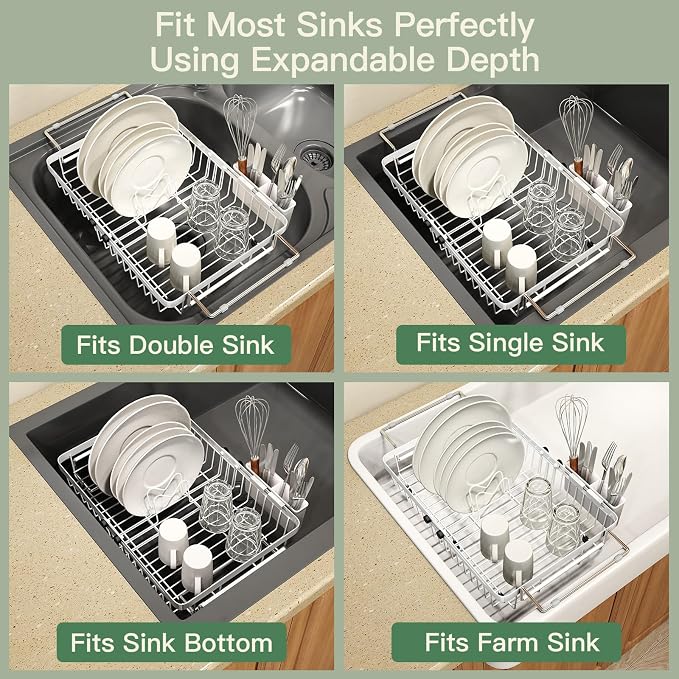 White Dish Drying Rack Over The Sink - Image 4