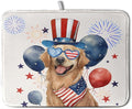 4th of July Patriotic Dog Dish Drying Mat 16 x 18 Inch US Independence Day Blue by Kwlegh