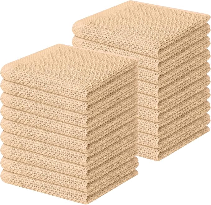 Homaxy 100% Cotton Waffle Weave Kitchen Dish Cloths 18-Pack, Apricot | 12 x 12 by Homaxy