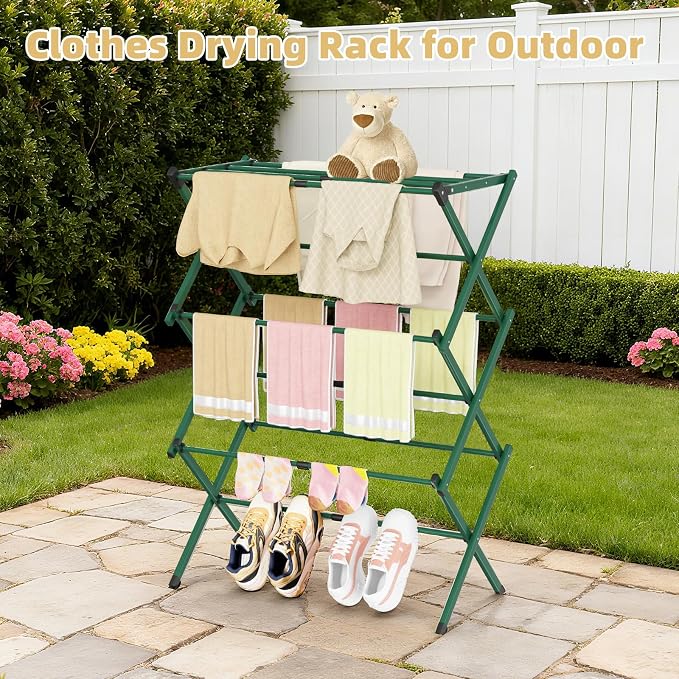 BAKON Foldable Space Saving Clothes Drying Rack, Extendable Rustproof Laundry - Image 8