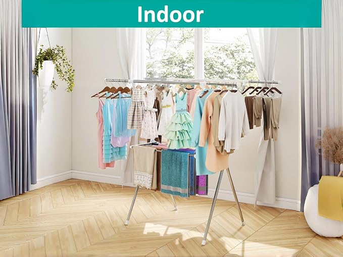 Foldable Clothes Drying Rack 63 Inch Stainless Steel, Heavy Duty Space Saving - Image 6