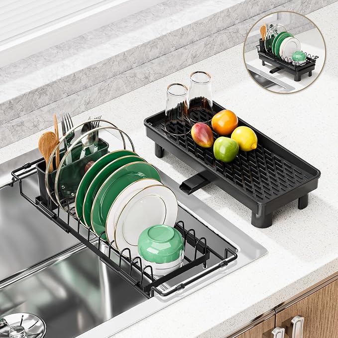 Expandable Over Sink Dish Rack, Small Dish Drying Rack by SanDream