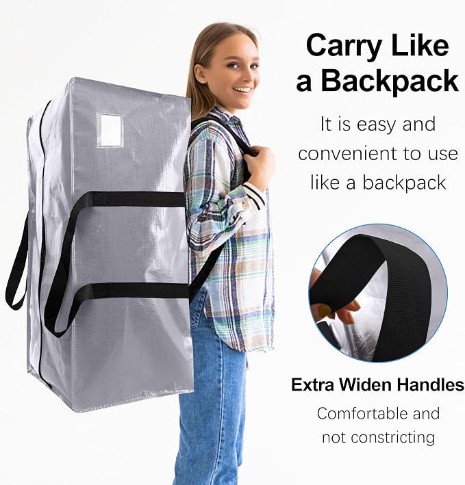 6 Pack Heavy Duty Extra Large Moving Bags W/Backpack Straps - Image 4