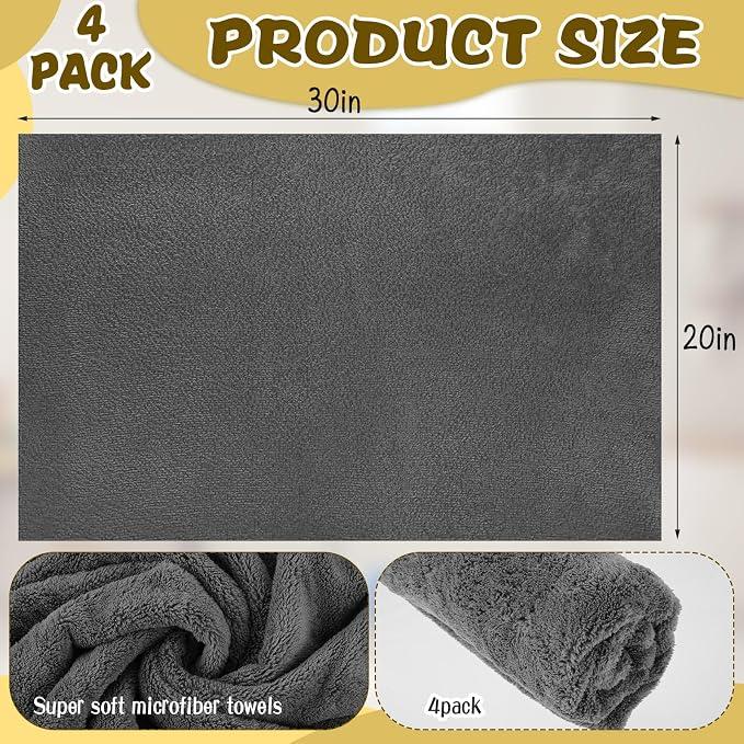 4 Pcs Extra Large Microfiber Cleaning Cloth, Lint and Streak Free - Image 2